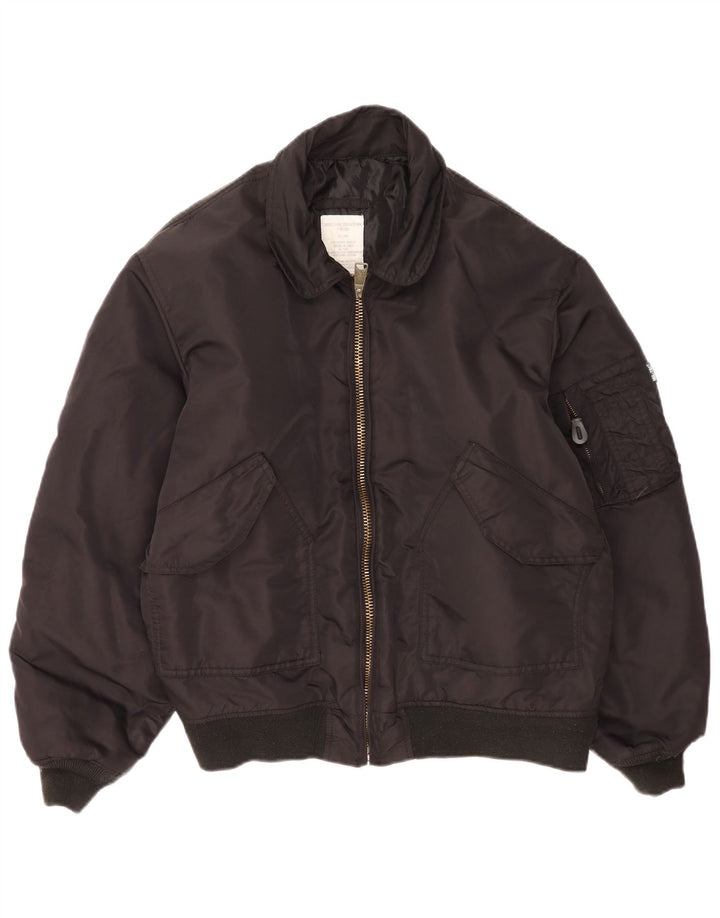 Vintage hombres clima frío vuelo aviador chaqueta Reino Unido 40 grande nylon negro