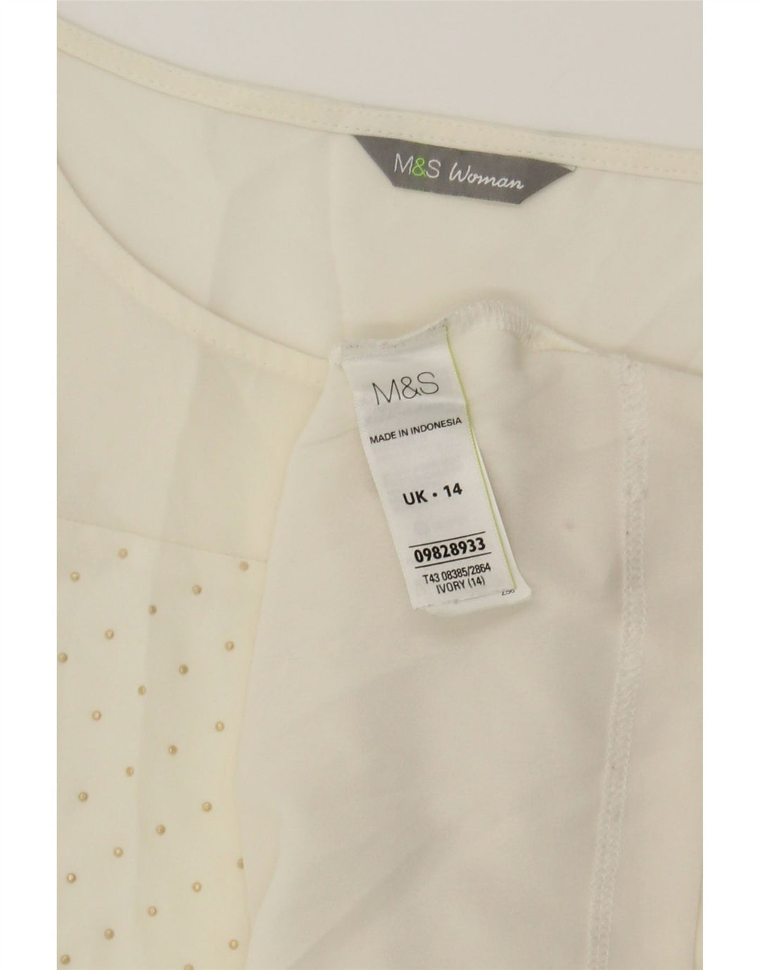 MARKS & SPENCER Womens Blouse Top UK 14 Large White Polyester Vintage Marks & Spencer and Second-Hand Marks & Spencer from Messina Hembry 