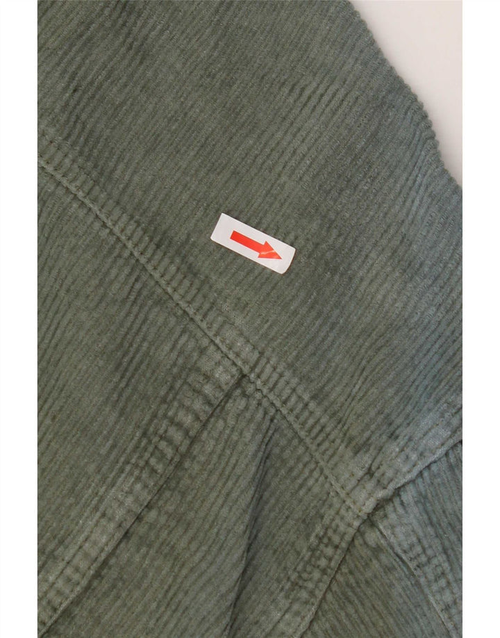 Zara Mujer Chaqueta De Pana Extragrande UK 10 Small Algodón Caqui