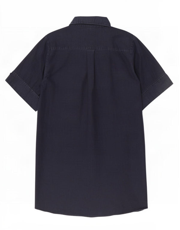 Hobbs Vestido camisero de manga corta para mujer UK 46 Large Lino azul marino