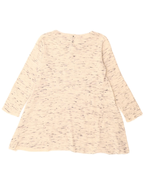Zara Vestido Niña Túnica Manga Larga 13-14 Años Algodón Moteado Beige