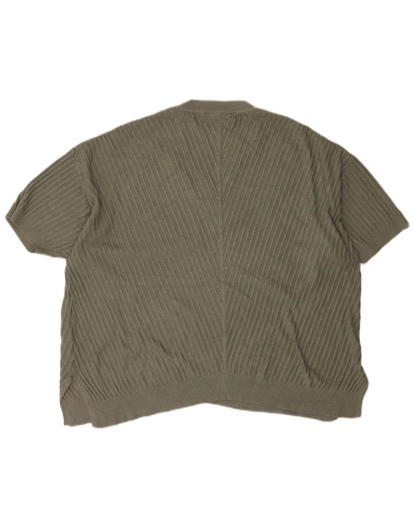 Marks & Spencer Jersey de Manga Corta con Cuello en V para Mujer UK 40 XL Caqui