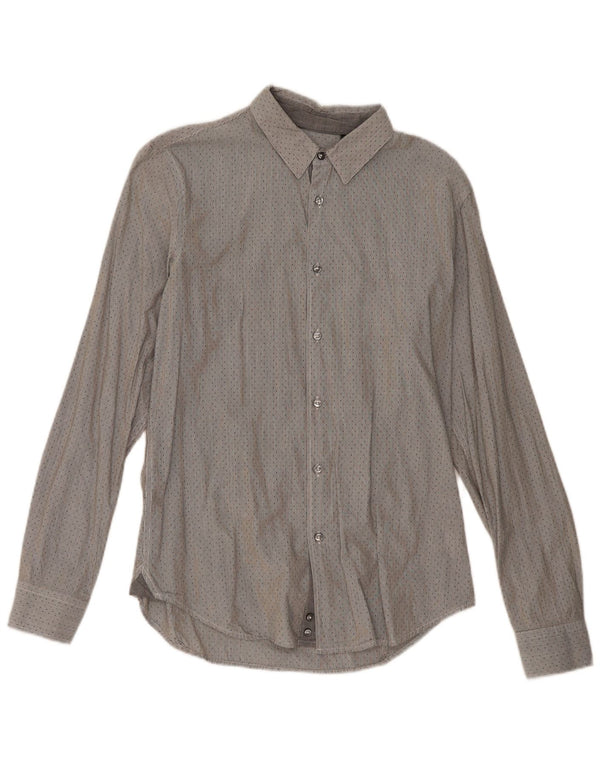 Camisa para hombre Sisley Talla 40 15 3/4 Algodón a rayas gris medio