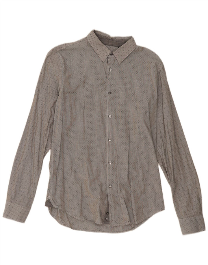 Camisa para hombre Sisley Talla 40 15 3/4 Algodón a rayas gris medio