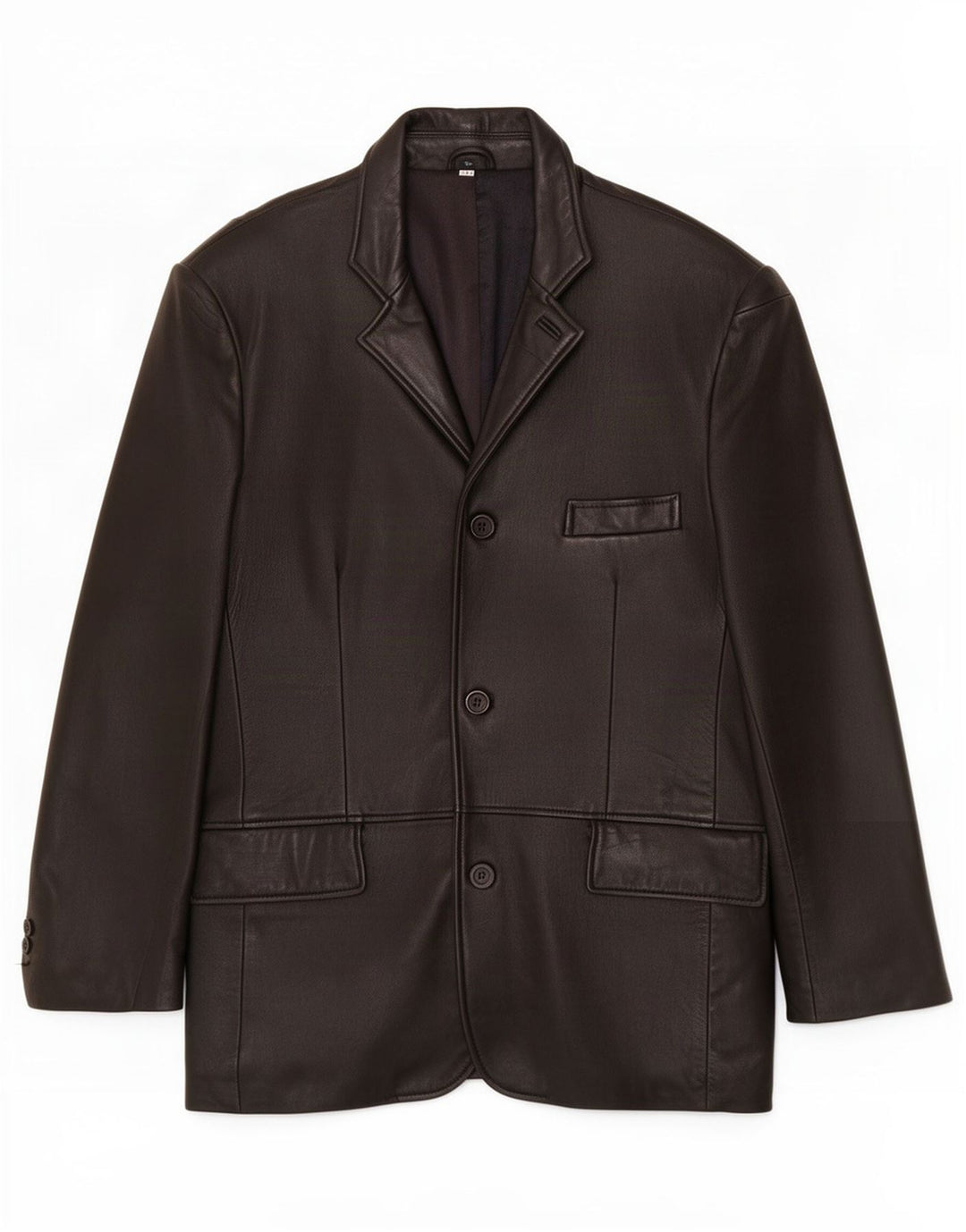 Kartel Chaqueta tipo blazer de cuero con 3 botones para hombre, talla 40, color negro