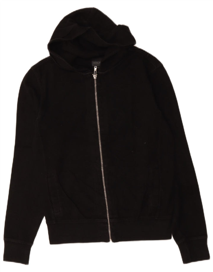 Zara Hombre Sudadera Con Capucha Y Cremallera Mediana Algodón Negro