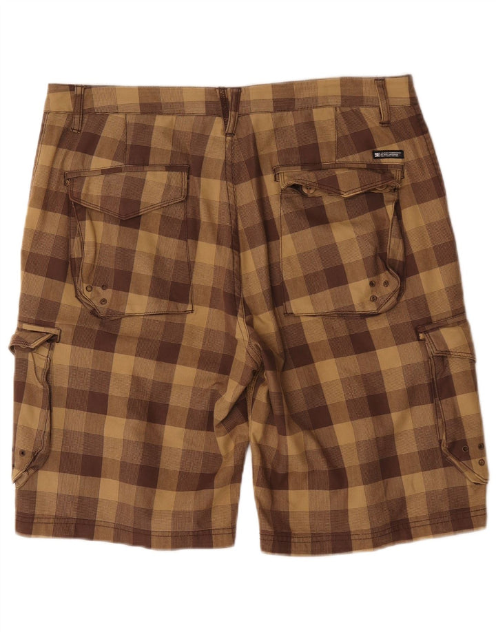 Pantalones cortos tipo cargo DC para hombre W34 Algodón a cuadros marrón grande