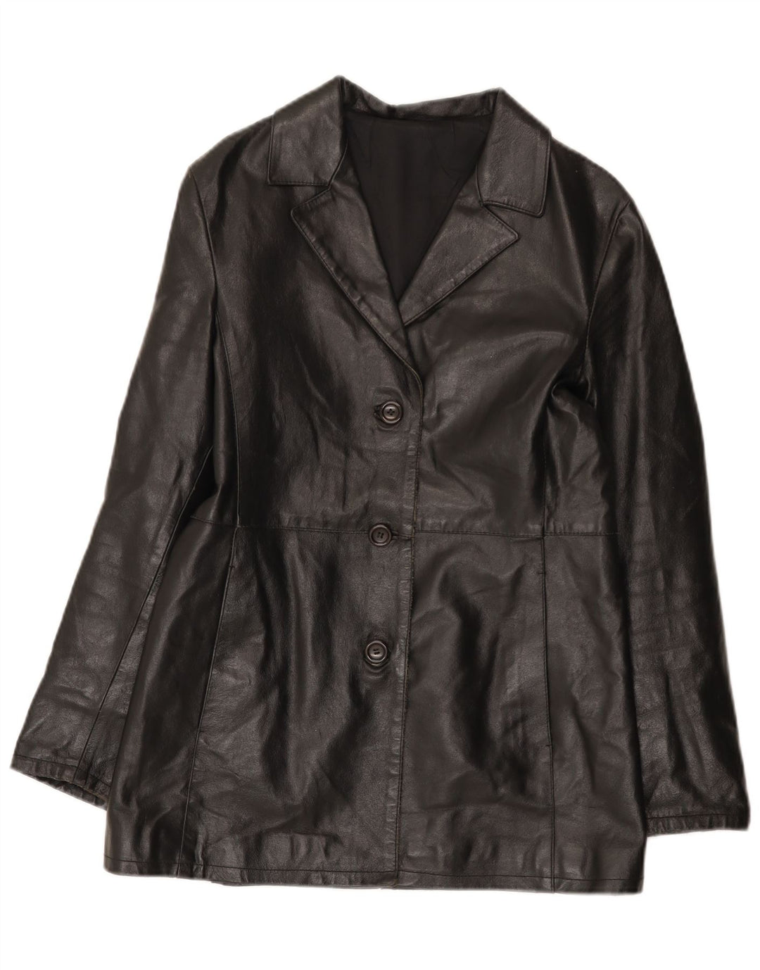 Chaqueta de cuero vintage para mujer IT 42 Cuero negro medio