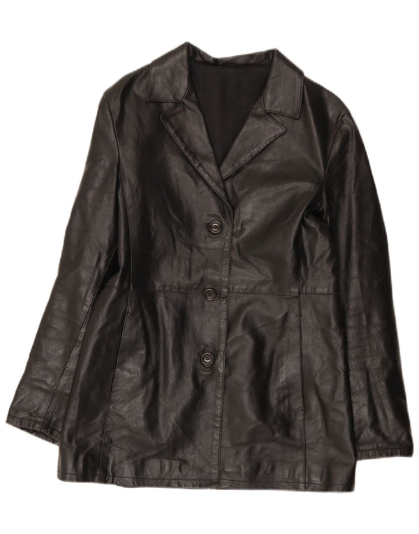 Chaqueta de cuero vintage para mujer IT 42 Cuero negro medio