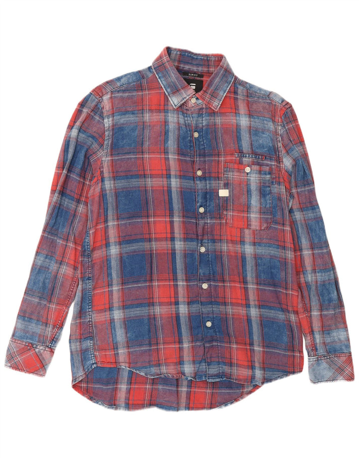 G-Star Hombre Camisa Slim Fit De Algodón A Cuadros Azul Grande