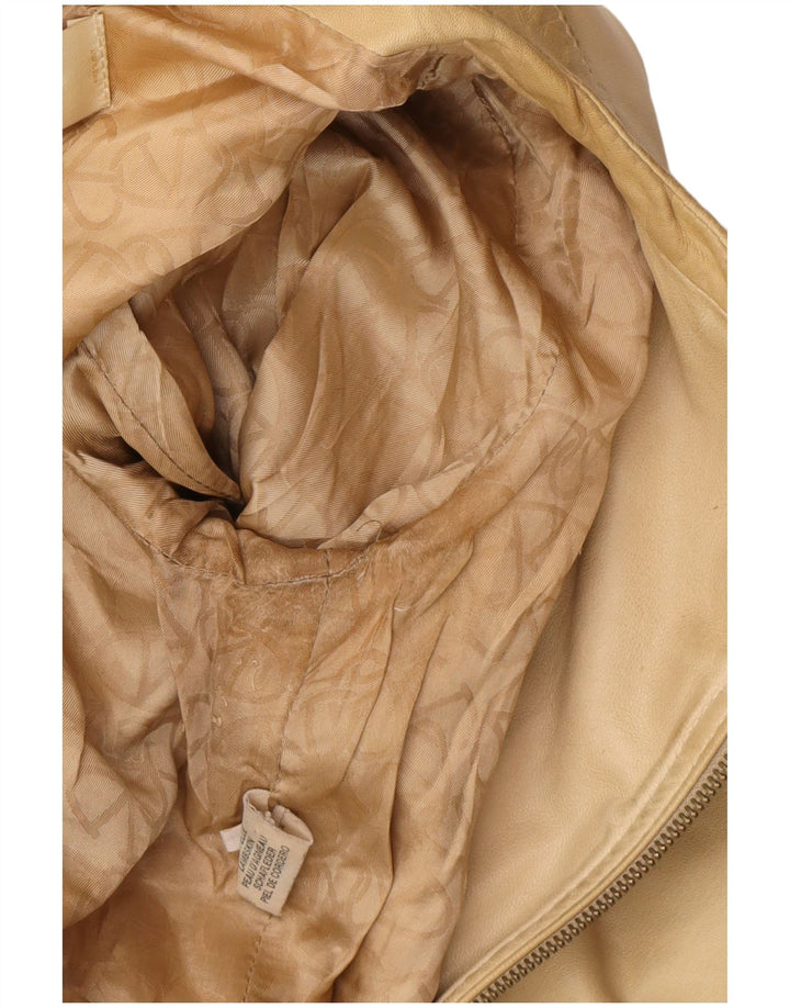 Valentino Mujer Crop Chaqueta De Cuero IT 40 Small Cuero Beige