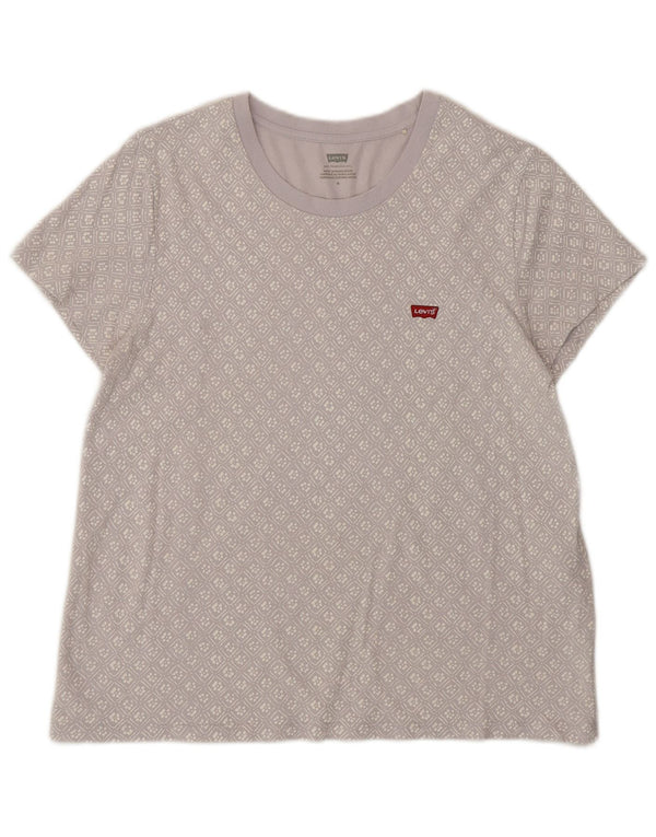 Levi's Camiseta gráfica para mujer Top UK 44 Algodón geométrico lila mediano