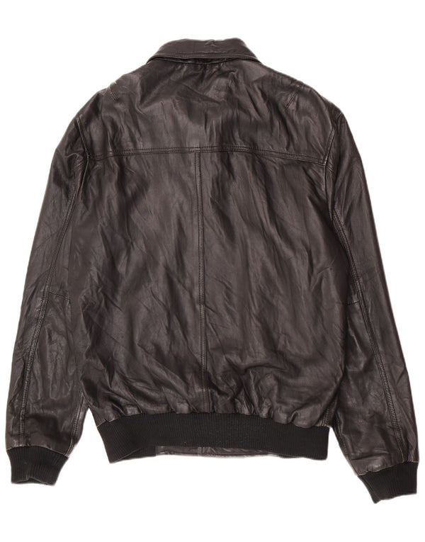 Chaqueta bomber de cuero para hombre seleccionada UK 40 Large Black