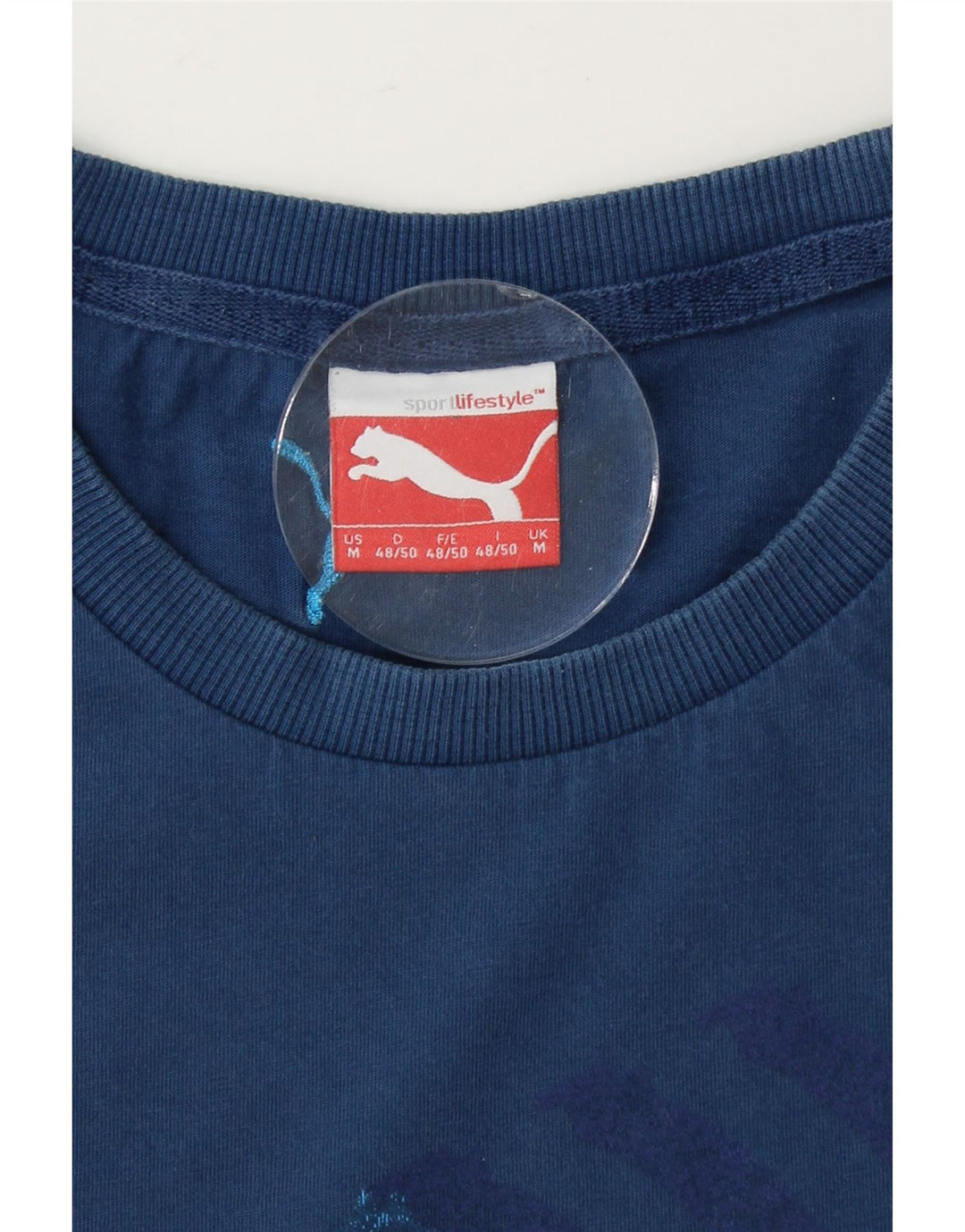 PUMA Mens Graphic T-Shirt Top Medium Blue Vintage Puma and Second-Hand Puma from Messina Hembry 