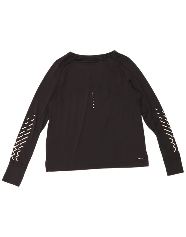 Nike Mujer Dri Fit Graphic Top Manga Larga UK 44 Mediano Negro Poliéster
