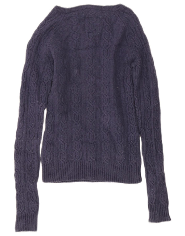 Jack Wills Suéter con cuello barco para mujer UK 10 Small Lana azul marino