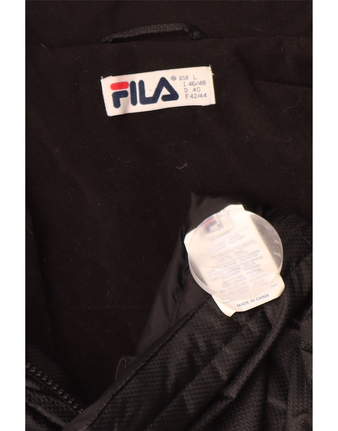 FILA Abrigo cortavientos gráfico para mujer Reino Unido 40 Grande Negro Colorblock