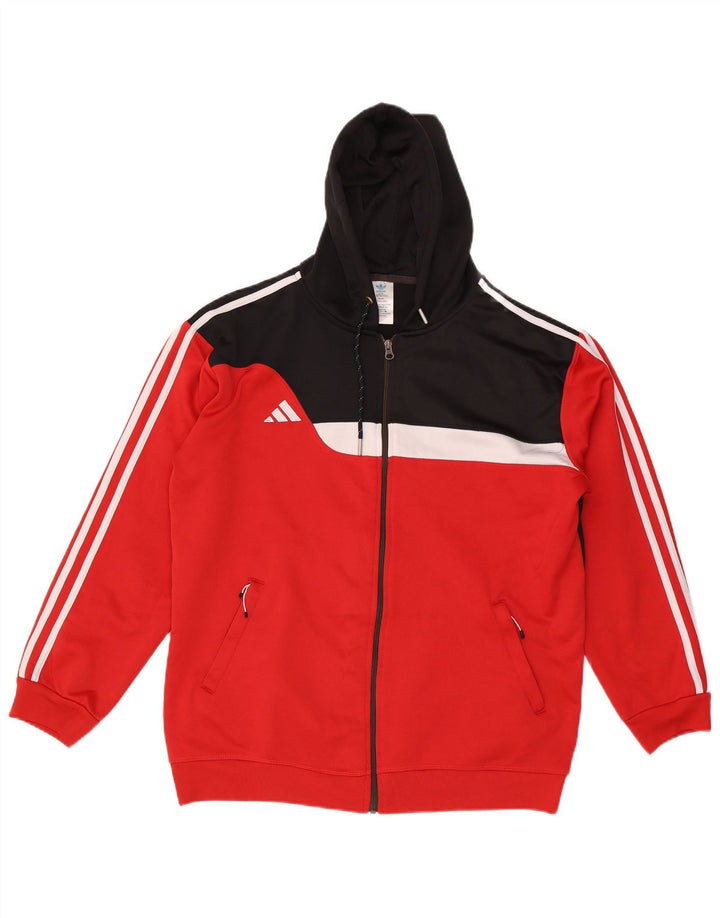 Adidas - Sudadera con capucha y cremallera para hombre, talla 2XL, color rojo, poliéster