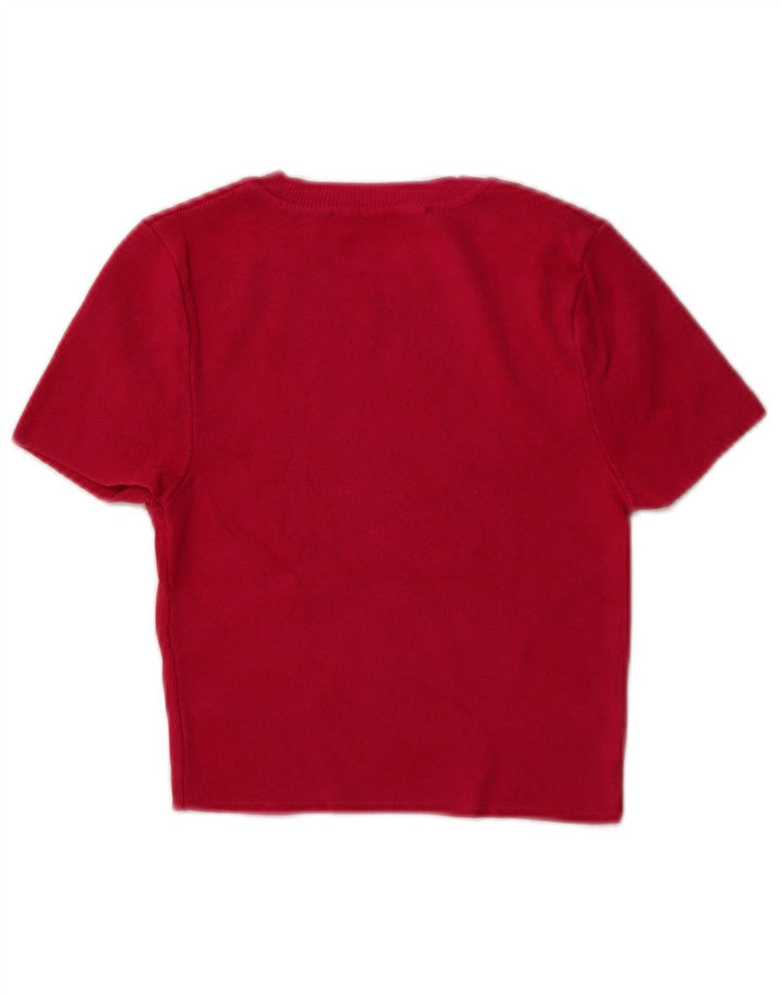 ZARA Mujer Crop Manga Corta Cuello Redondo Jersey Jersey UK 8 Small Rosa