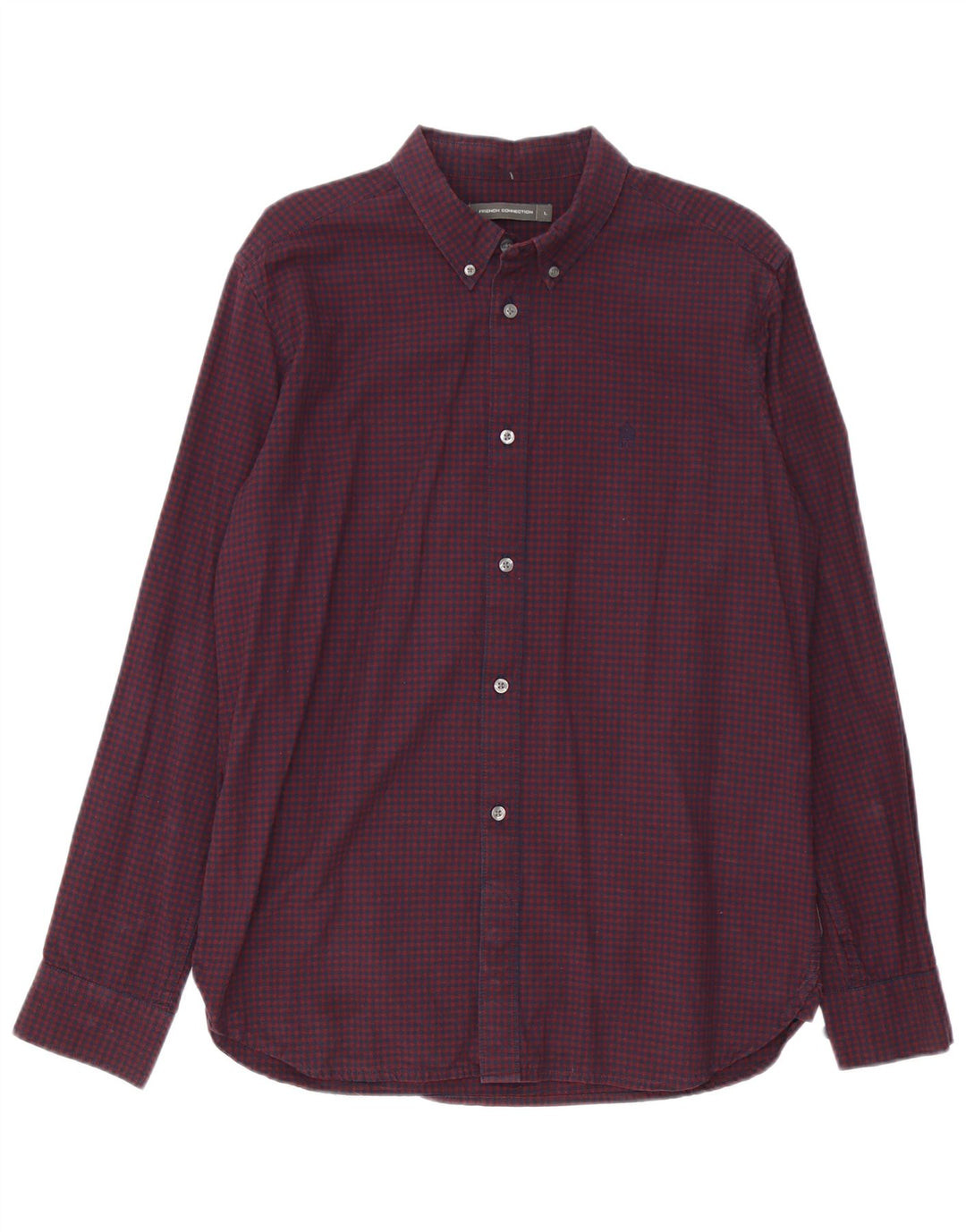 Camisa para hombre de French Connection, talla grande, de algodón a cuadros en color burdeos
