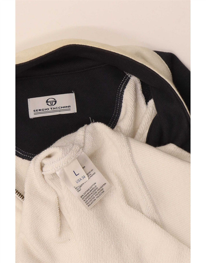 Sergio Tacchini Chaqueta De Chándal Para Hombre Grande Blanco Colorblock Algodón