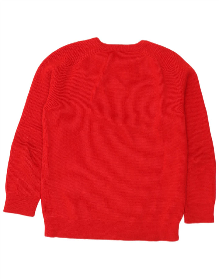 Vintage hombres barco cuello jumper suéter medio rojo
