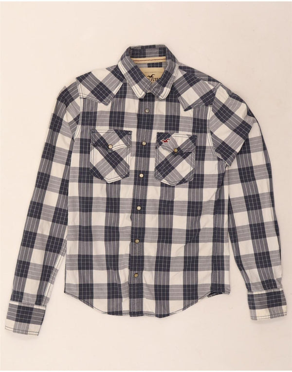 Camisa Hollister Hombre Pequeña Algodón A Cuadros Azul Marino