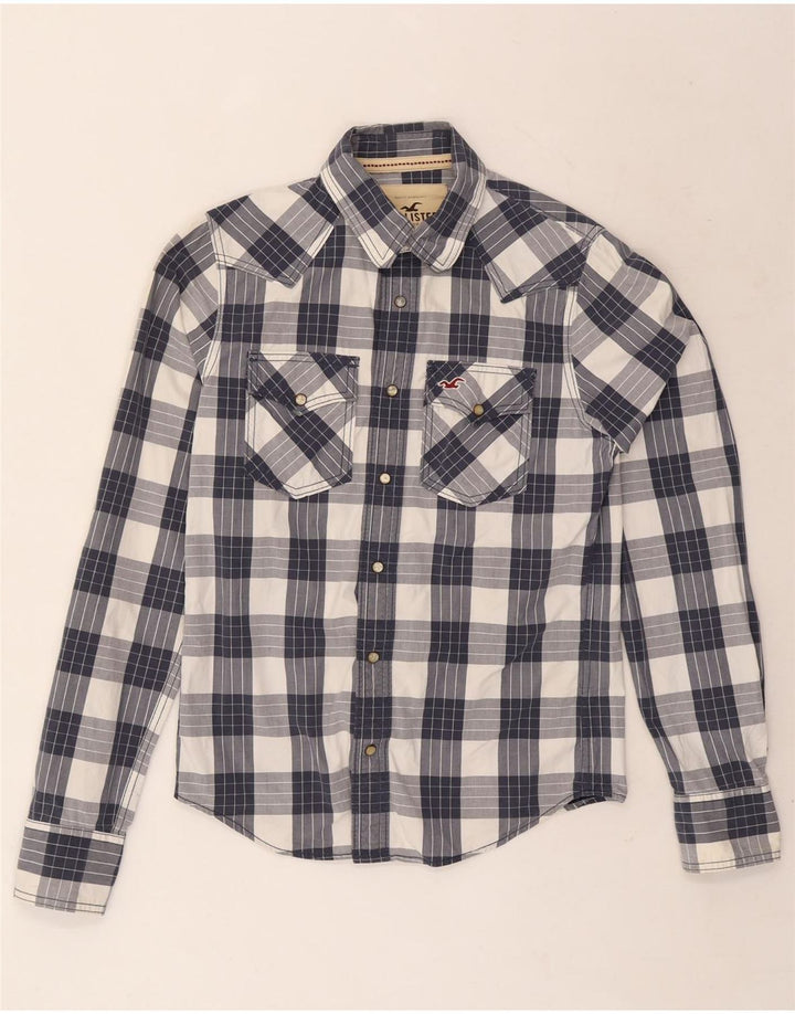 Camisa Hollister Hombre Pequeña Algodón A Cuadros Azul Marino