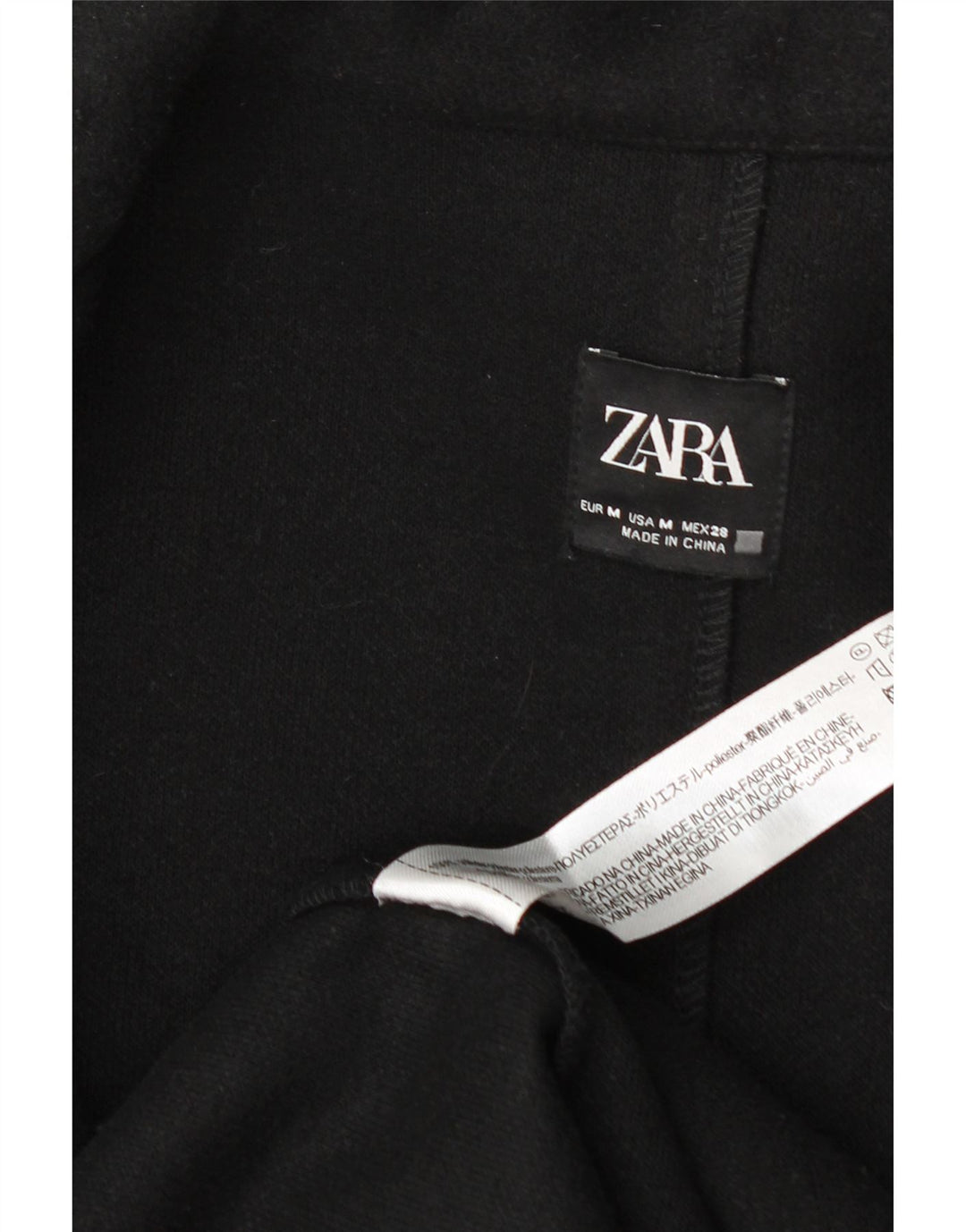Zara Mujer Abrigo Abierto UK 44 Medio Negro Poliéster
