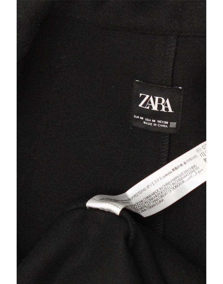Zara Mujer Abrigo Abierto UK 44 Medio Negro Poliéster