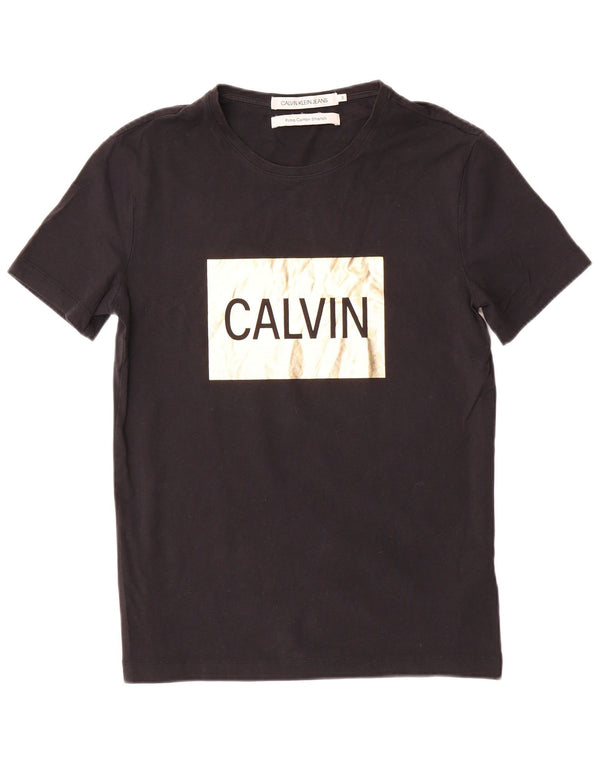 Calvin Klein Jeans - Camiseta gráfica para hombre, talla pequeña, algodón negro