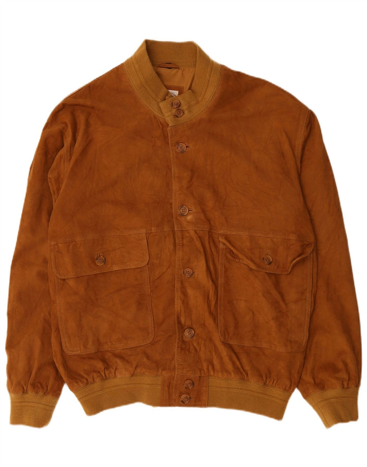 Vintage hombres ante bomber chaqueta IT 56 3XL cuero marrón