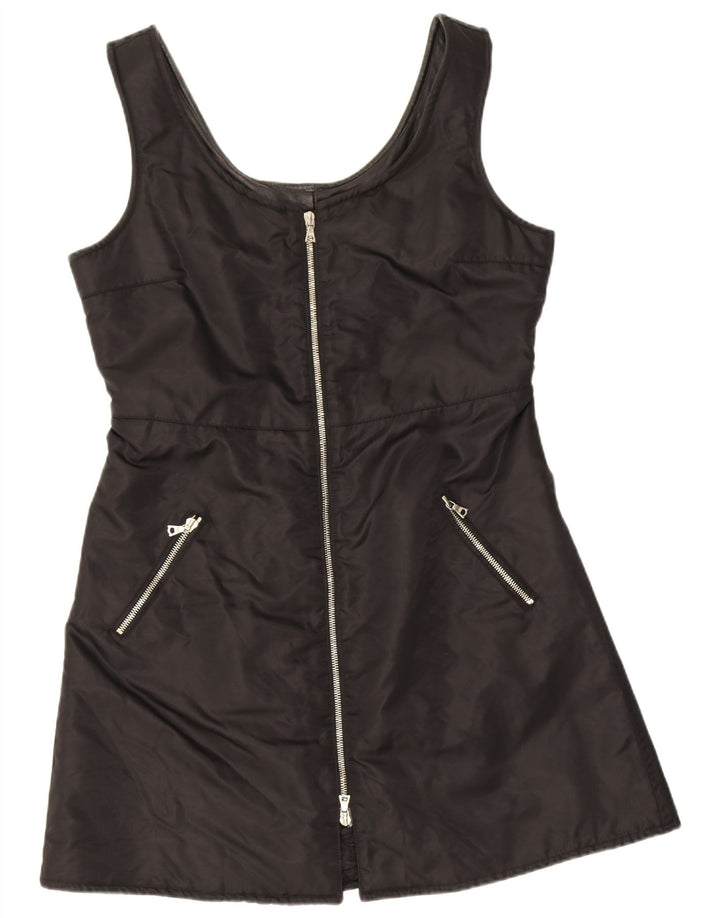 Vintage mujer A-Line vestido Reino Unido 12 medio negro