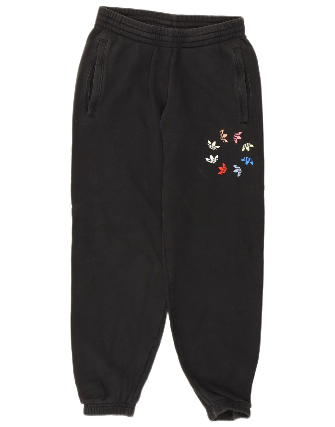 ADIDAS Pantalones de chándal gráficos para mujer Joggers UK 8 Pequeño Algodón negro