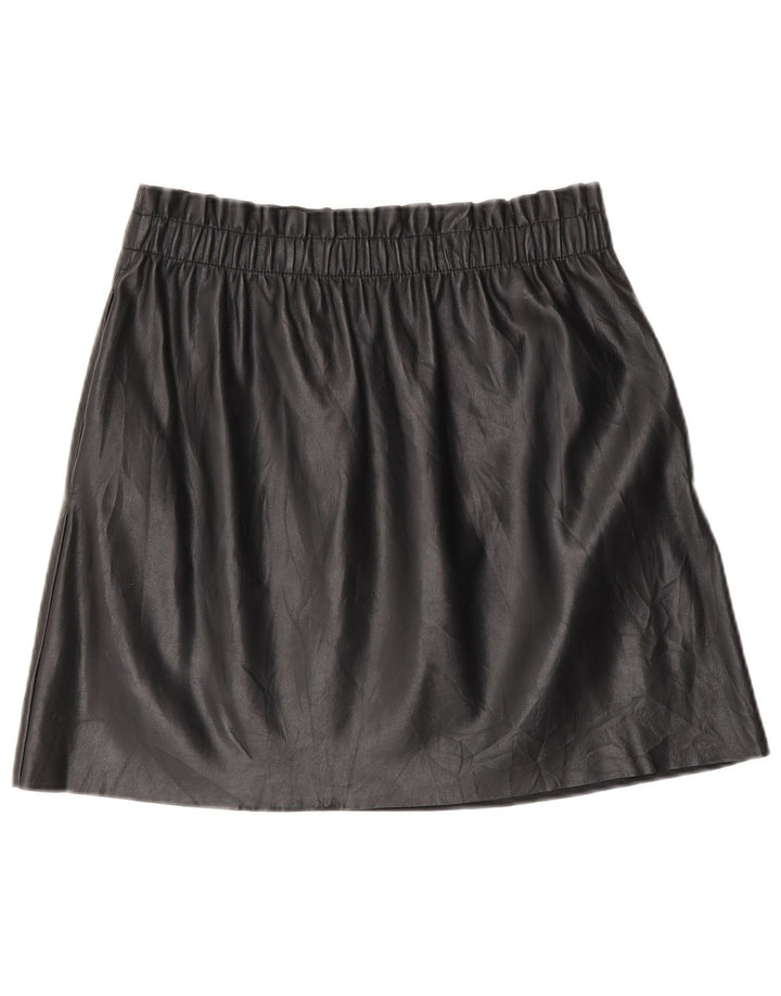 Zara Minifalda De Piel Sintética Mediana W28 Poliéster Negro Mujer