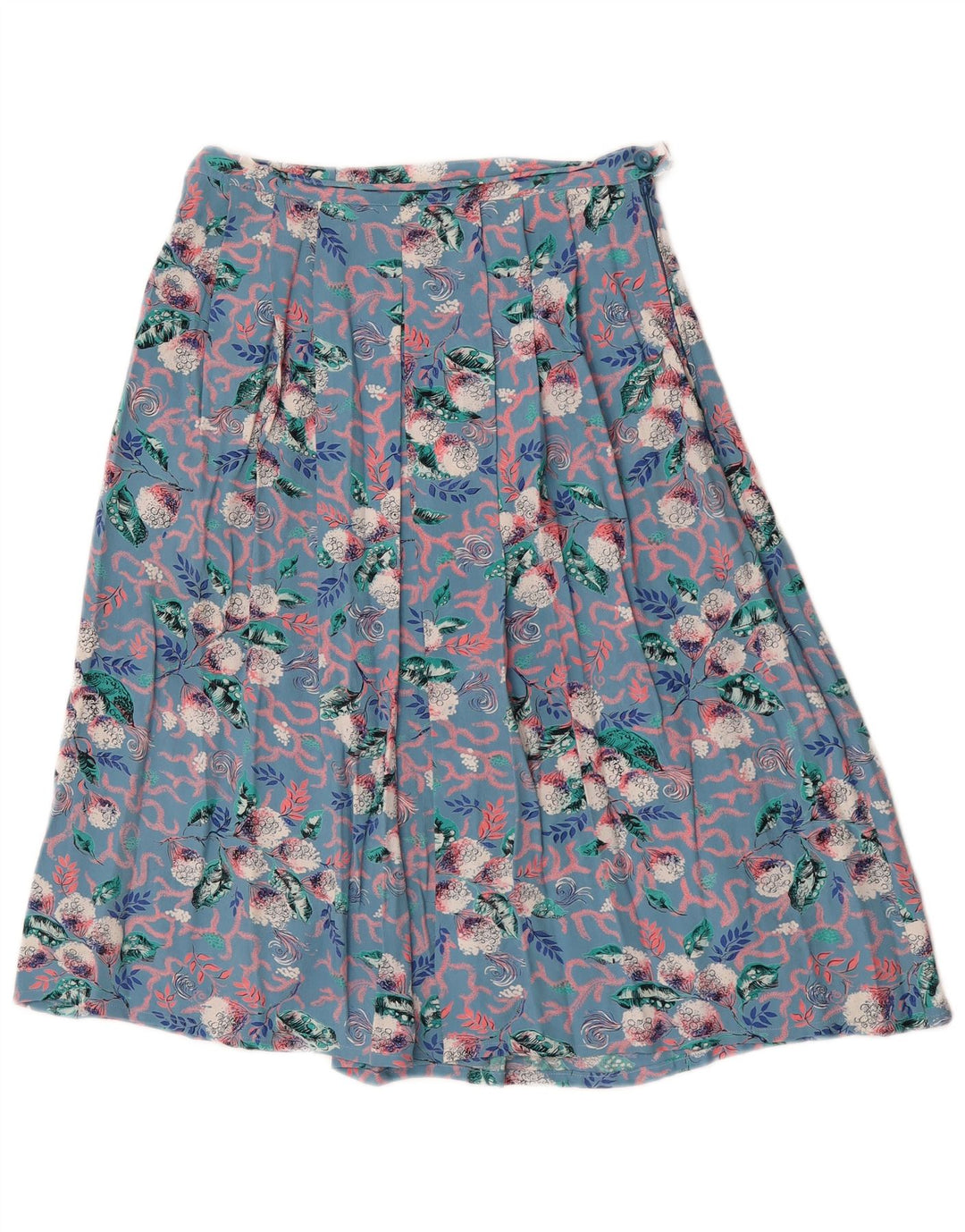 Vintage mujer falda plisada W26 pequeño azul floral