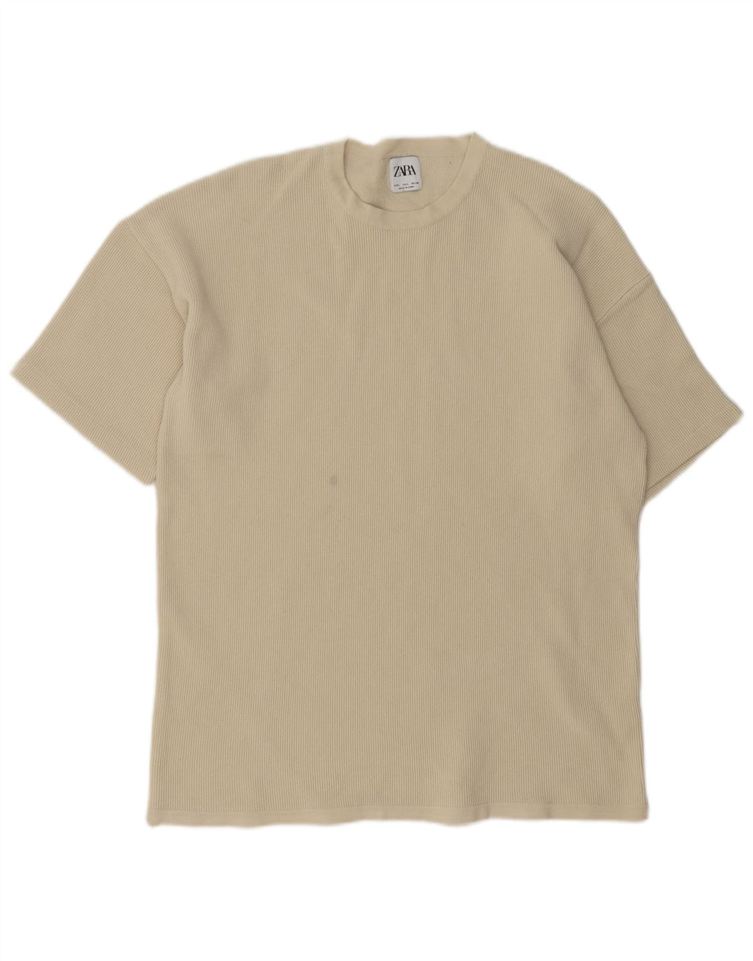 Zara Hombre Camiseta Top Grande Algodón Beige