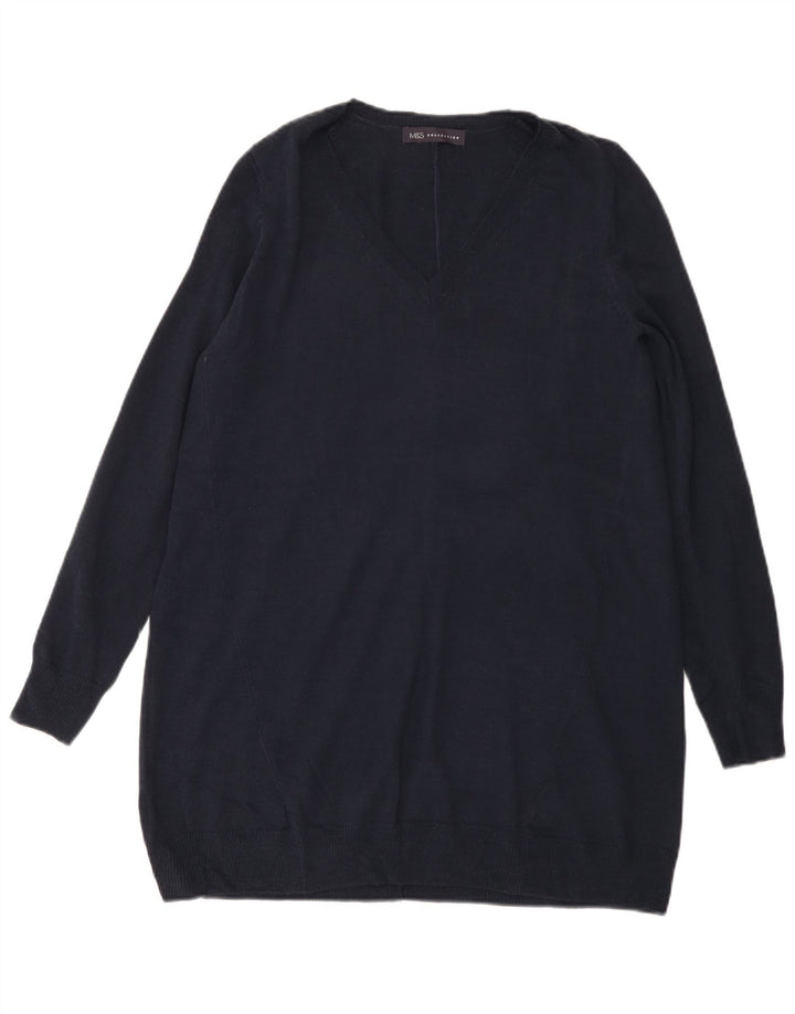 MARKS & SPENCER Suéter con cuello en V para mujer UK 10 Small Azul marino
