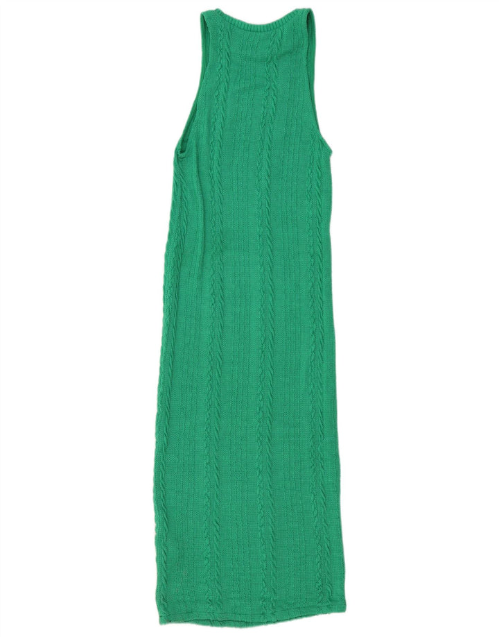 Zara Vestido largo ajustado sin mangas para mujer UK 42 Poliéster verde medio