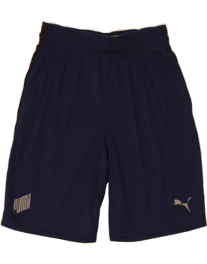 PUMA Mens Graphic Sport Shorts Medium Navy Blue Colourblock Vintage Puma and Second-Hand Puma from Messina Hembry 