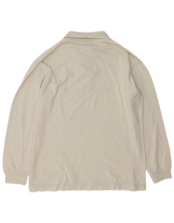 Trussardi Mens Long Sleeve Polo Shirt Large White Cotton