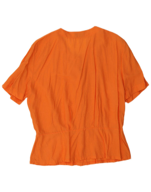 Vintage mujer manga corta camisa blusa Reino Unido 14 naranja grande