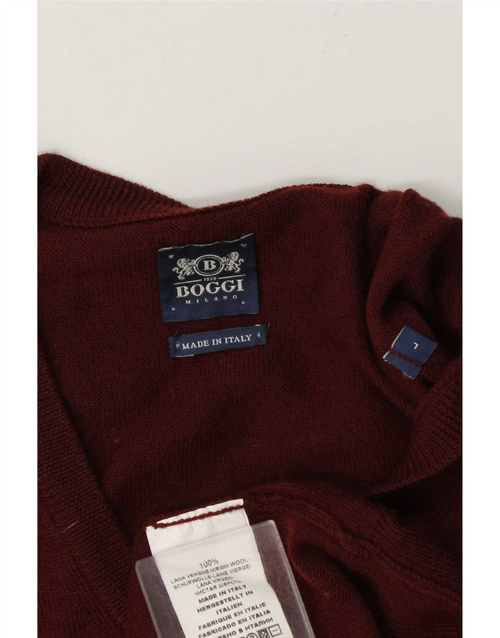 Boggi Jersey con Cuello en V para Hombre Large Borgoña