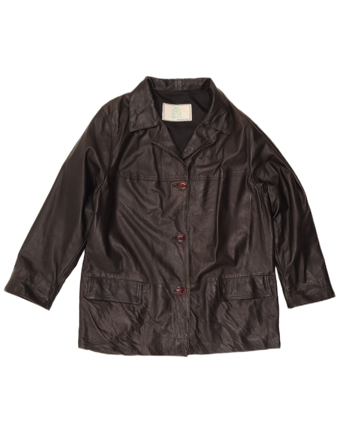 Vintage mujer chaqueta de cuero Reino Unido 16 grande negro