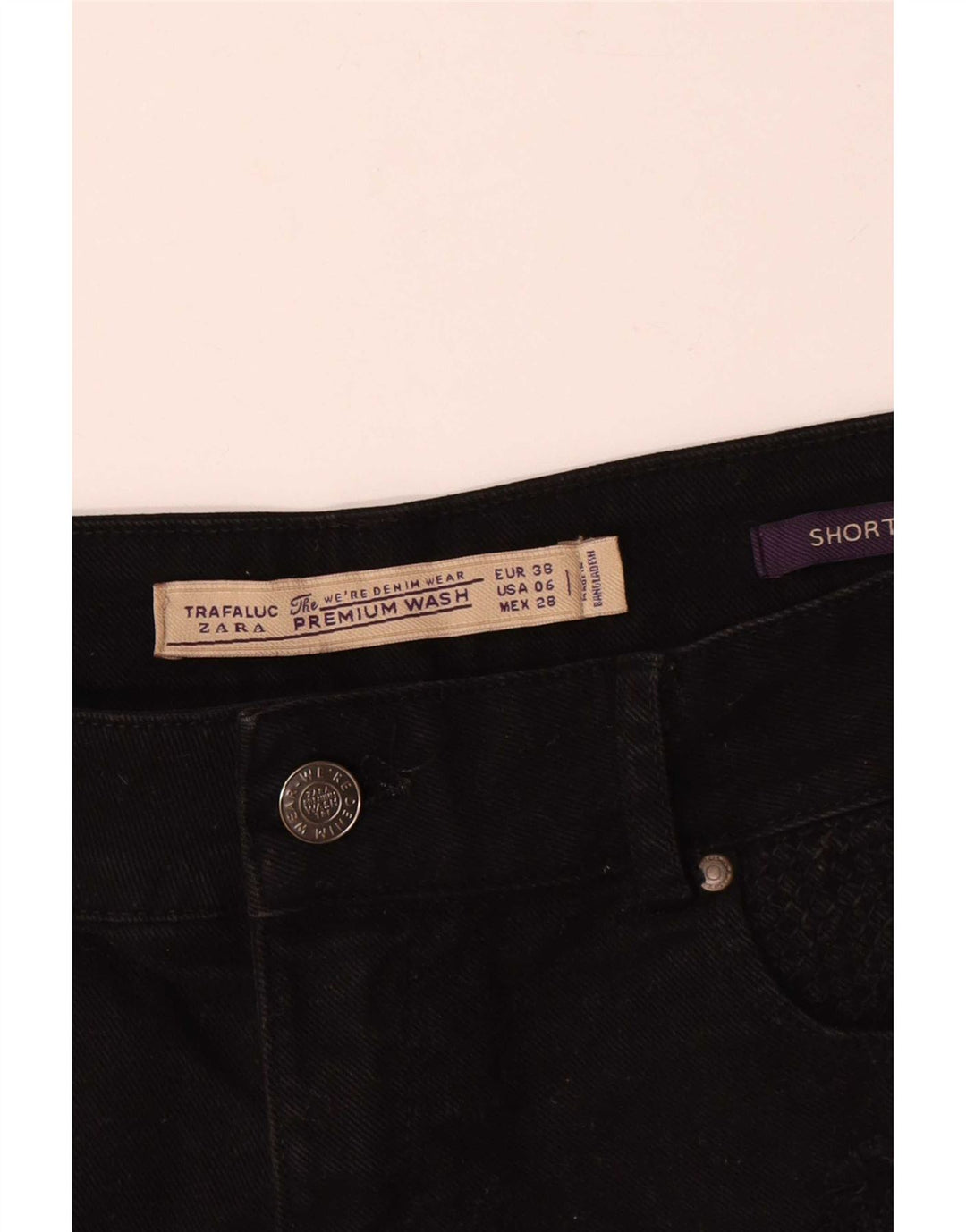 Zara Shorts De Mezclilla Para Mujer EU 38 Small W28 Negro