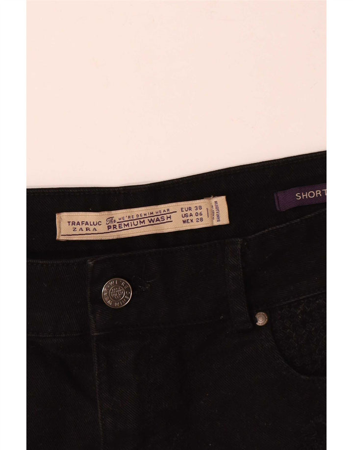 Zara Shorts De Mezclilla Para Mujer EU 38 Small W28 Negro
