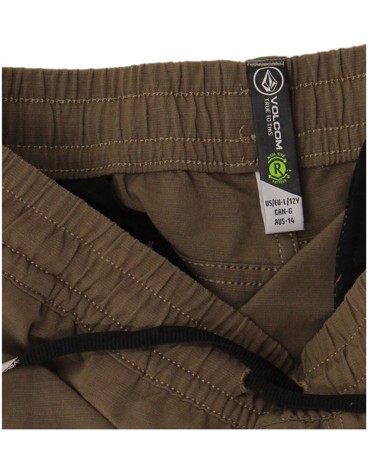 VOLCOM Pantalones cortos casuales para niños 11-12 años grande W26 caqui