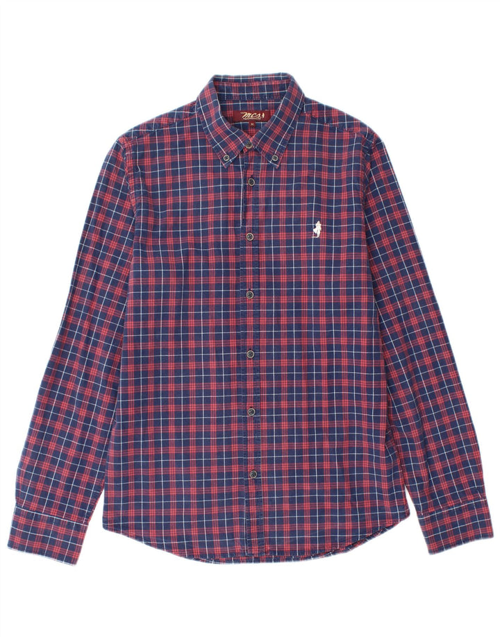 Marlboro Classics Camisa de franela para hombre Algodón a cuadros azul marino mediano