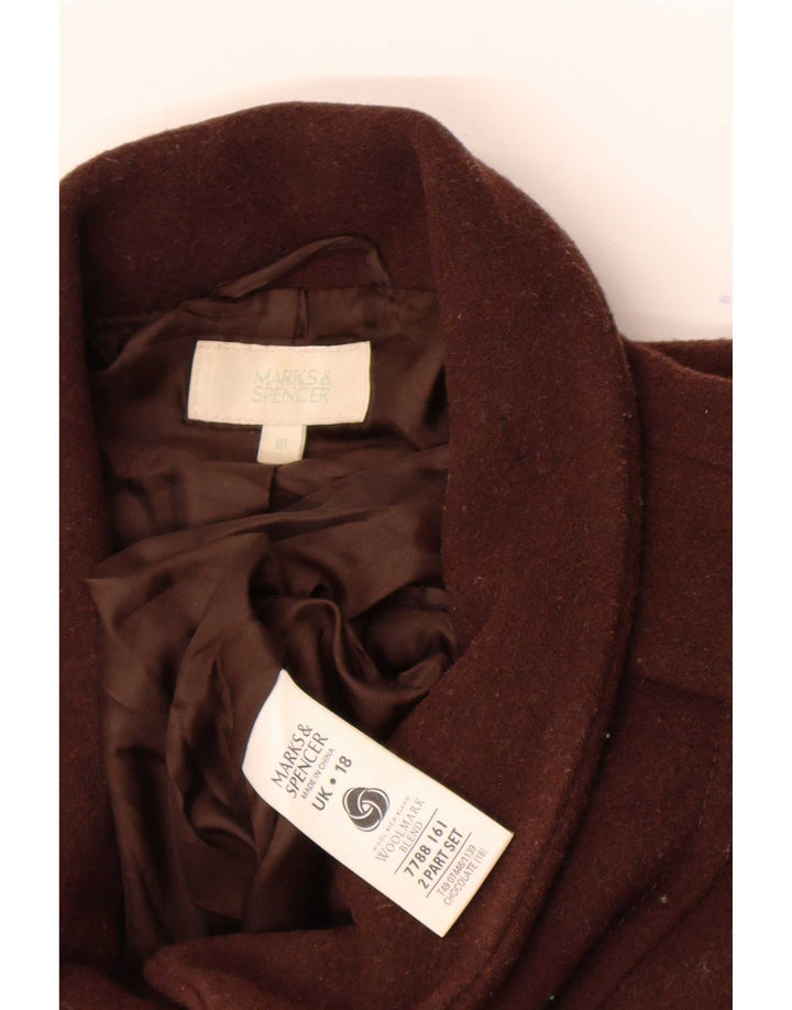 Marks & Spencer Abrigo para mujer UK 40 XL Lana virgen marrón