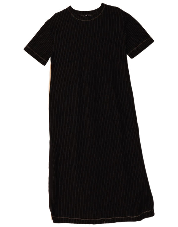 Zara Vestido Carpa De Manga Corta Para Mujer UK 40 Small Negro Colorblock